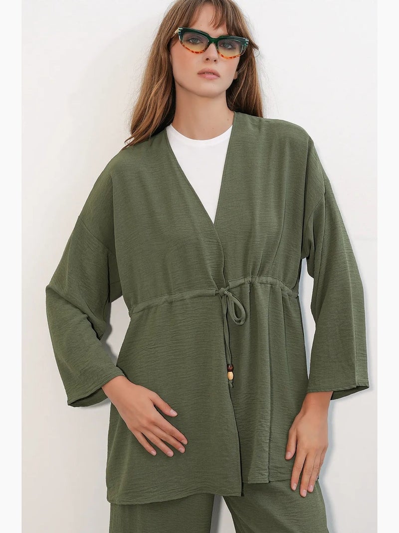 Conjunto kimono de duas peças com perna larga bdart Cáqui - Kiabi