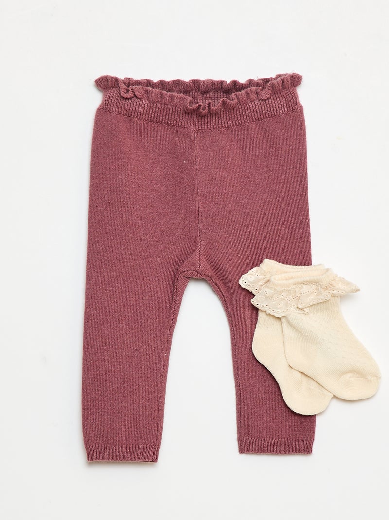 Conjunto Legging fantasia + meia em renda Rosa - Kiabi