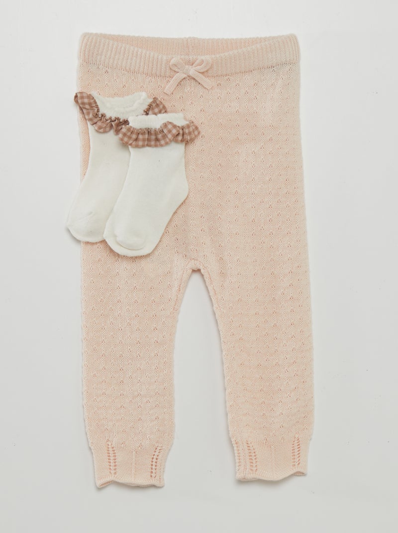Conjunto leggings de tricô + meias ROSA - Kiabi