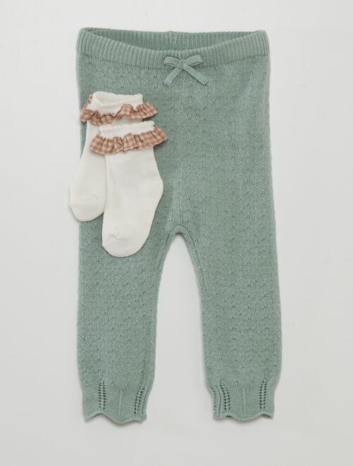 Conjunto leggings de tricô + meias - Kiabi