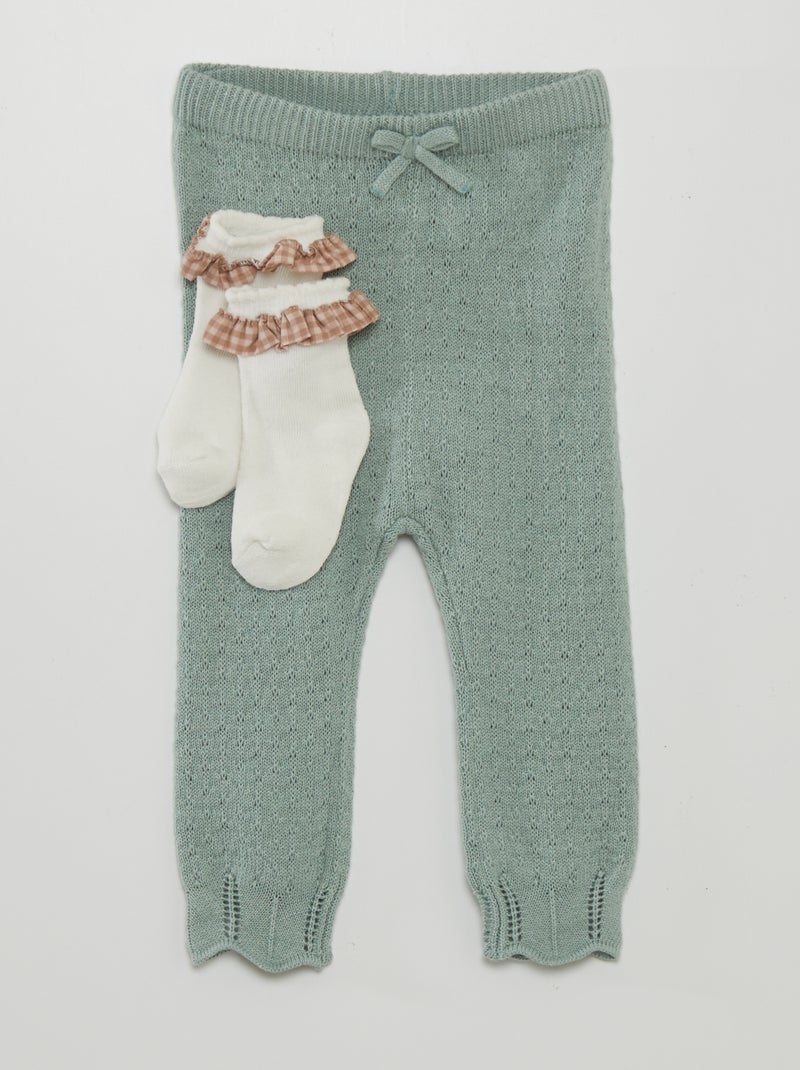 Conjunto leggings de tricô + meias VERDE - Kiabi