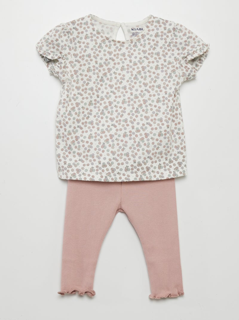 Conjunto leggings + t-shirt estampada - 2 peças BRANCO - Kiabi