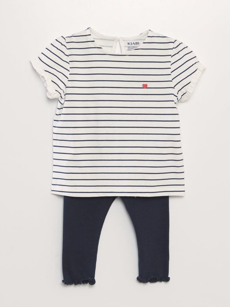 Conjunto leggings + t-shirt estampada - 2 peças BRANCO - Kiabi