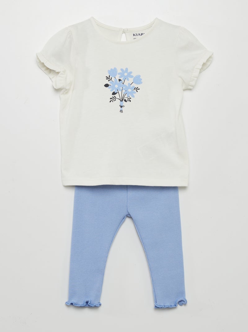 Conjunto leggings + t-shirt estampada - 2 peças BRANCO - Kiabi
