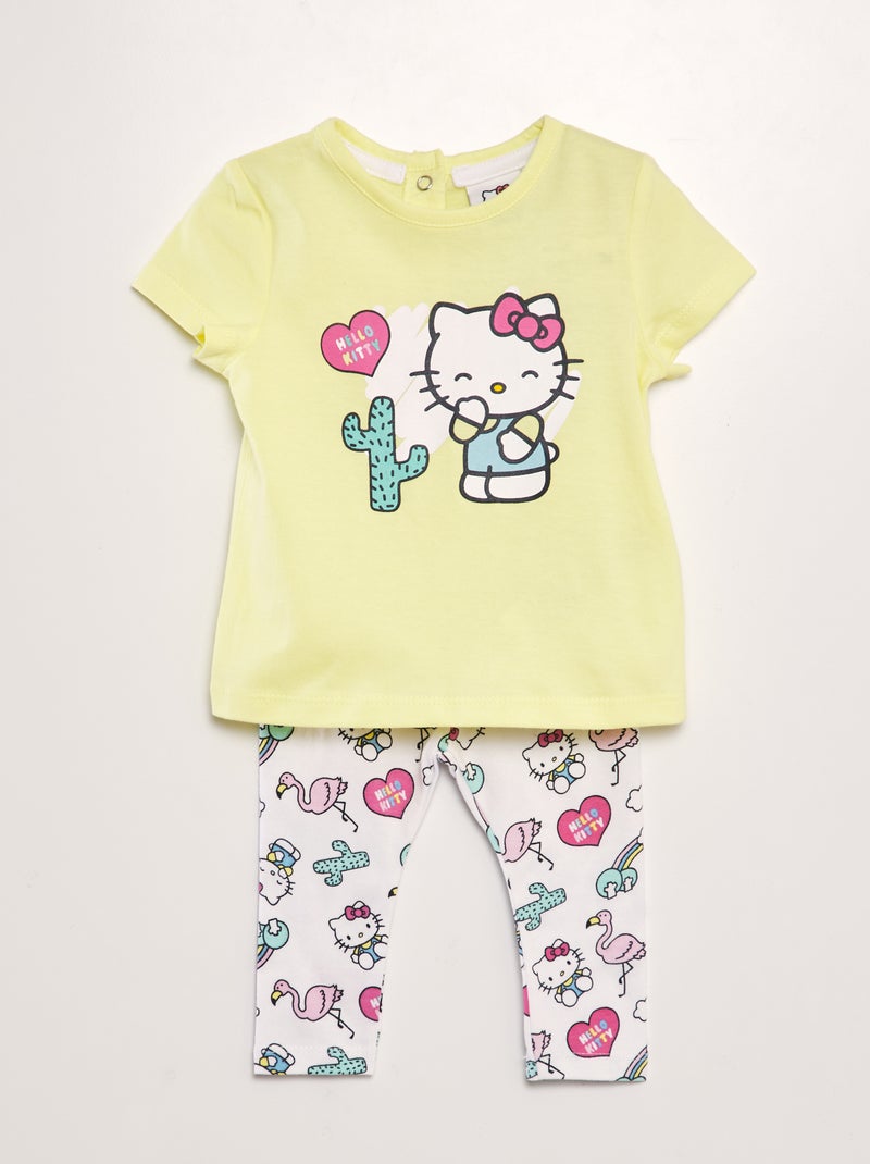 Conjunto leggings + t-shirt 'Hello Kitty' - 2 peças AMARELO - Kiabi
