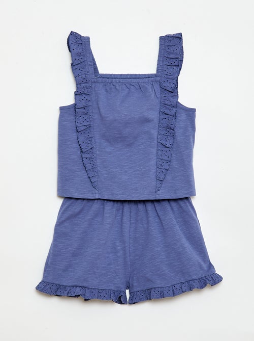 Conjunto leve: top sem mangas + calções - 2 peças - Kiabi