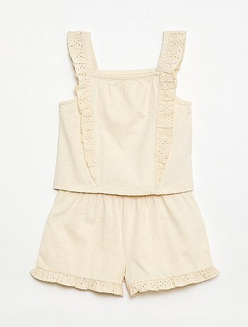 Conjunto leve: top sem mangas + calções - 2 peças