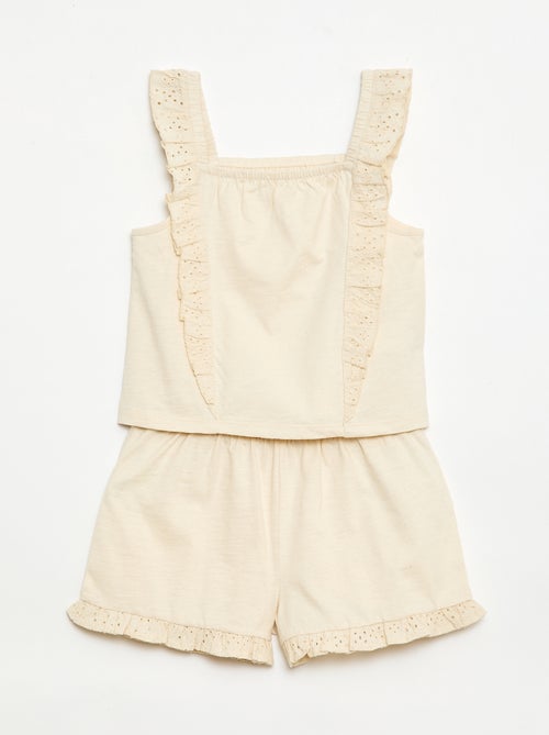 Conjunto leve: top sem mangas + calções - 2 peças - Kiabi