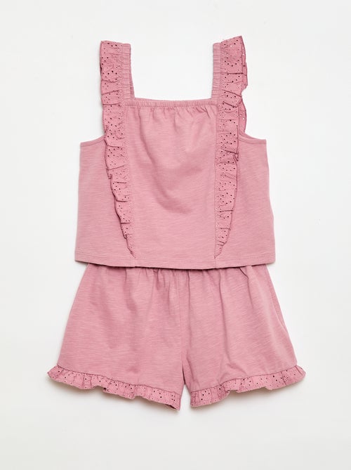 Conjunto leve: top sem mangas + calções - 2 peças - Kiabi