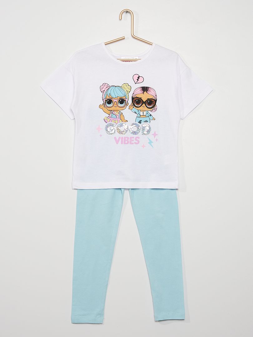 Conjunto 'L.O.L Surprise'  t-shirt + leggings Branco/ Azul - Kiabi