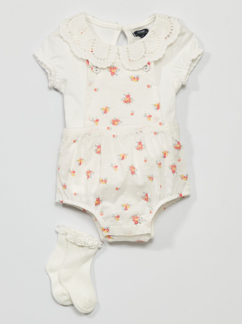 Conjunto macacão-curto - 2 peças BRANCO - Kiabi