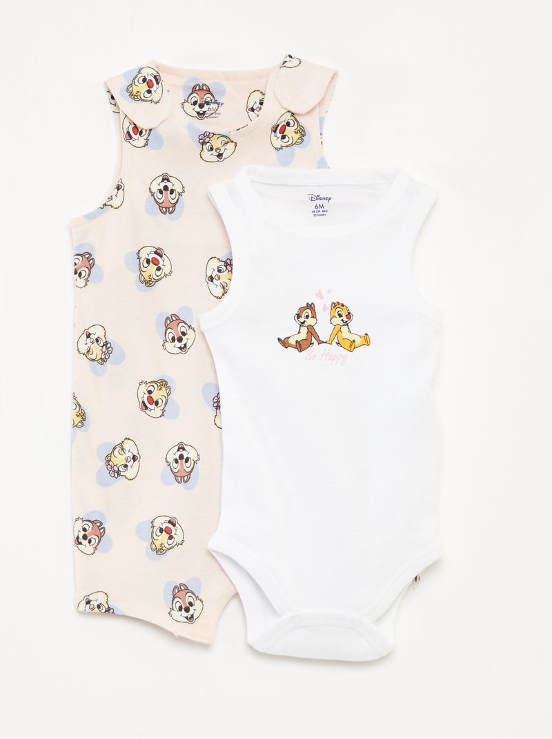 Conjunto macacão curto + body 'Disney' - 2 peças ROSA - Kiabi