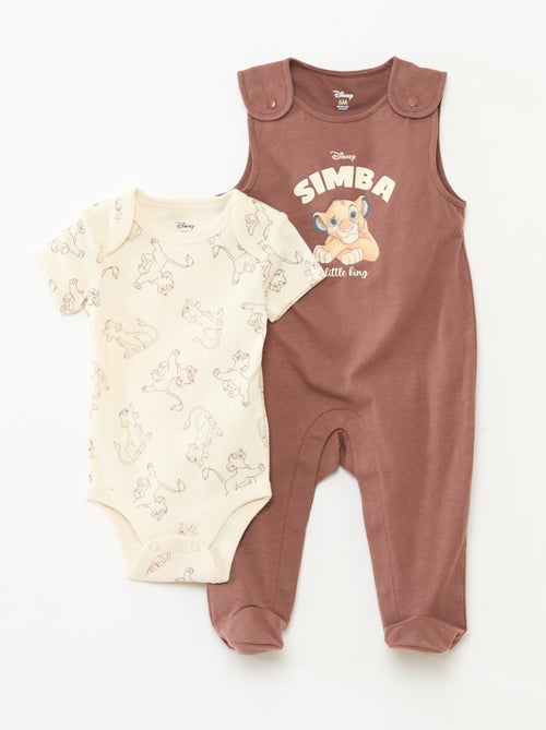 Conjunto macacão curto + body 'Simba' 'Disney' - 2 peças - Kiabi