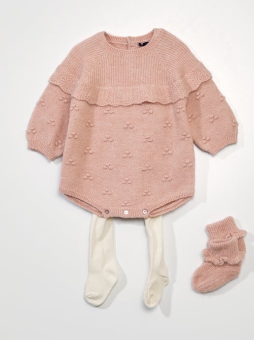 Conjunto macacão curto + collants + pantufas - Kiabi