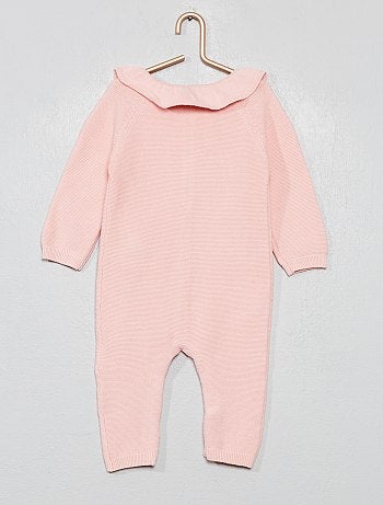 Conjunto macacão de tricô em algodão biológico + gorro - Kiabi