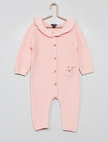 Conjunto macacão de tricô em algodão biológico + gorro - Kiabi