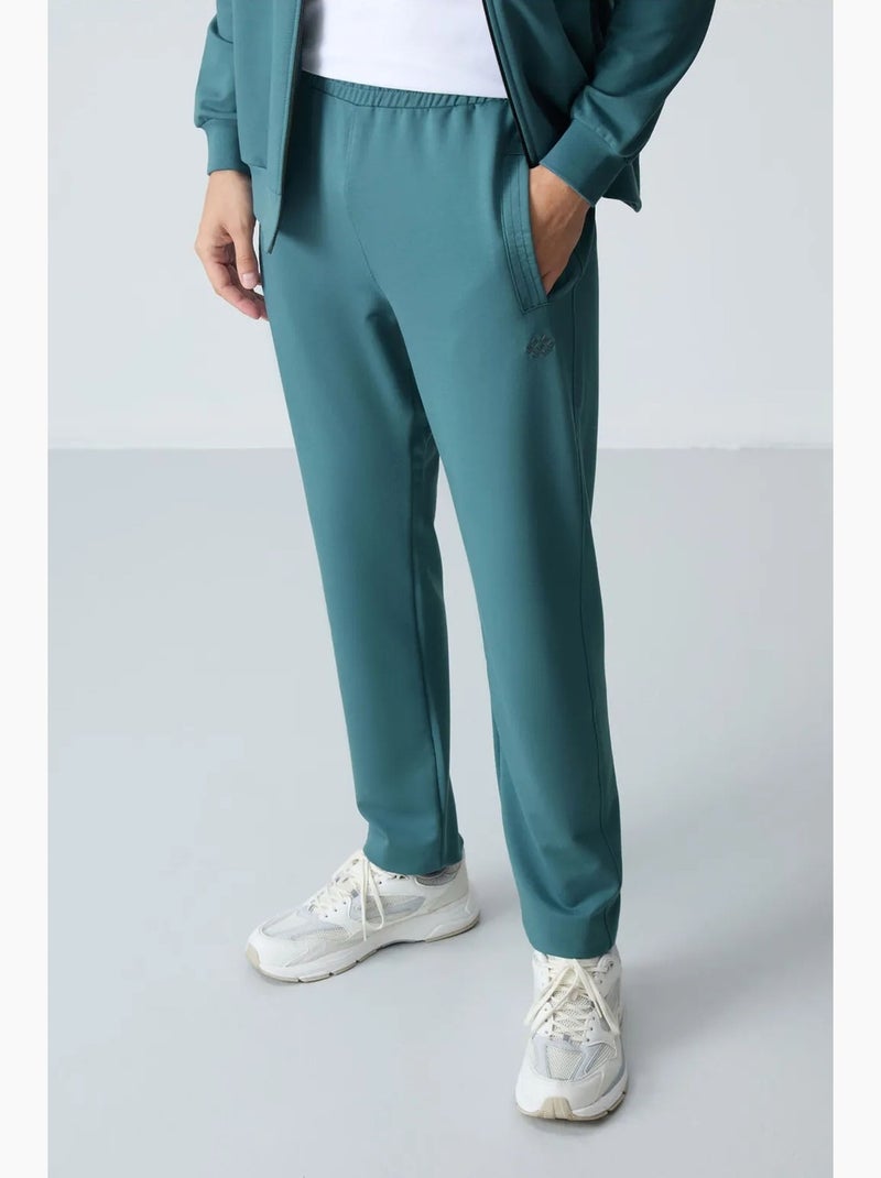 Conjunto masculino de sweatshirt com gola com fecho e calças tommy Azul-petróleo - Kiabi