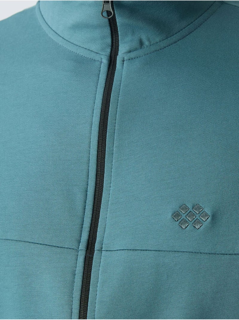 Conjunto masculino de sweatshirt com gola com fecho e calças tommy Azul-petróleo - Kiabi