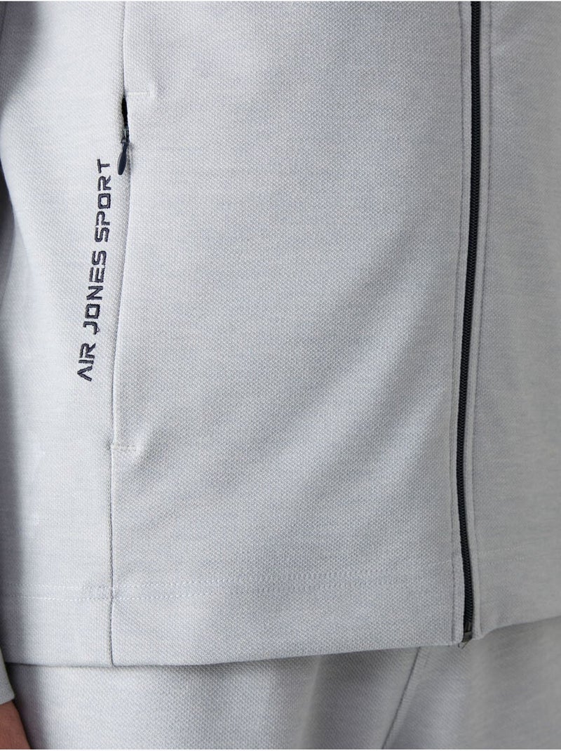 Conjunto masculino de sweatshirt com gola com fecho e calças tommy Cinza claro - Kiabi