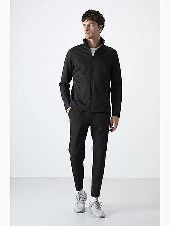 Conjunto masculino de sweatshirt com gola com fecho e calças tommy