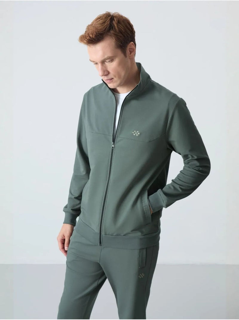 Conjunto masculino de sweatshirt com gola com fecho e calças tommy Verde - Kiabi