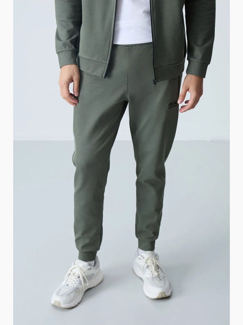 Conjunto masculino de sweatshirt de fleece e calças tommy Cáqui - Kiabi