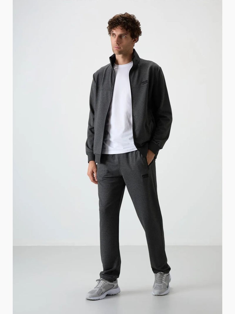 Conjunto masculino de sweatshirt e calças em fleece tricotado tommy Cinza-preto - Kiabi