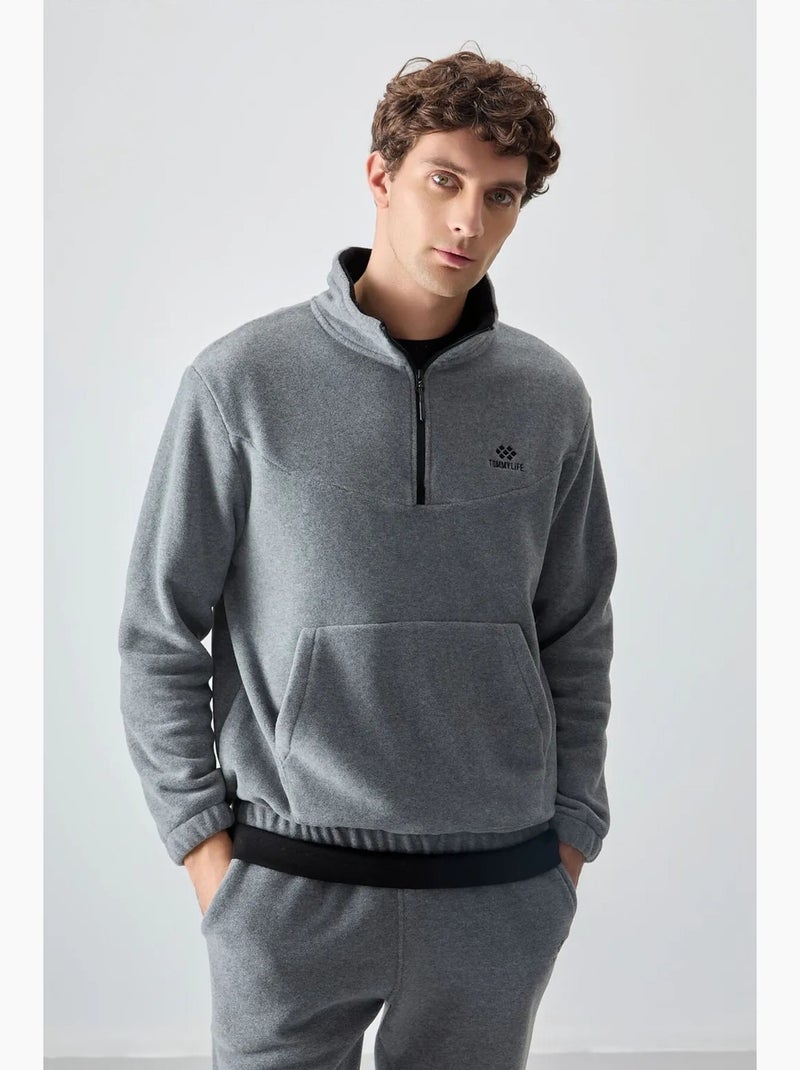 Conjunto masculino de sweatshirt e calças em poliéster tommy Cinza - Kiabi