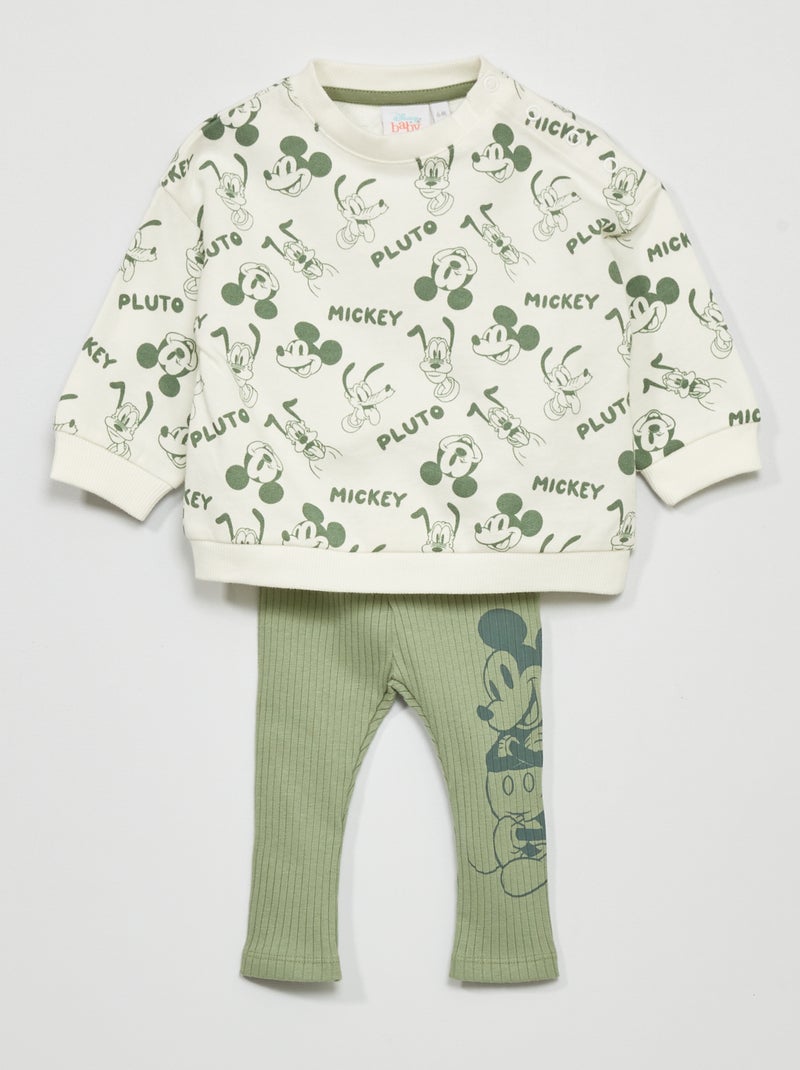 Conjunto 'Mickey' sweatshirt + calças  - 3 peças BRANCO - Kiabi