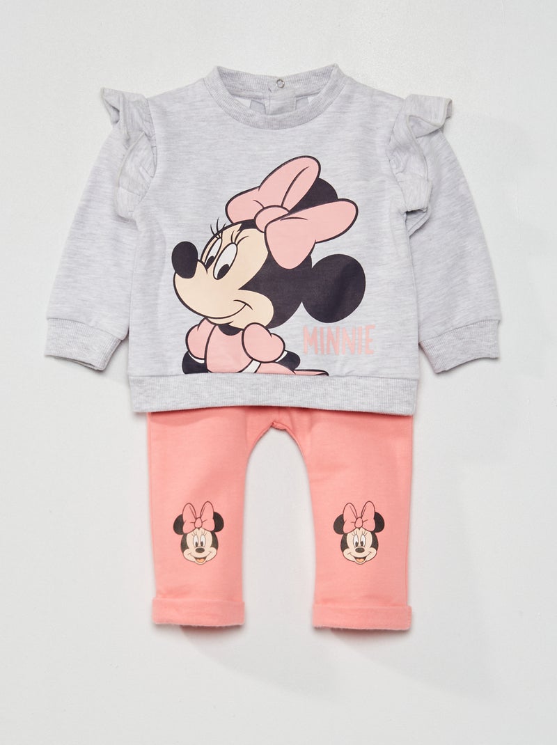 Conjunto 'Minnie' em moletão Cinza - Kiabi