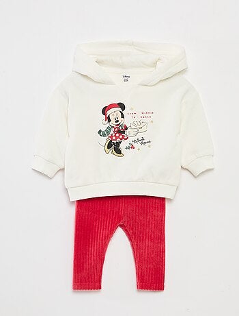 Conjunto moletom com capuz + legging 'Disney' 'Minnie' em algodão