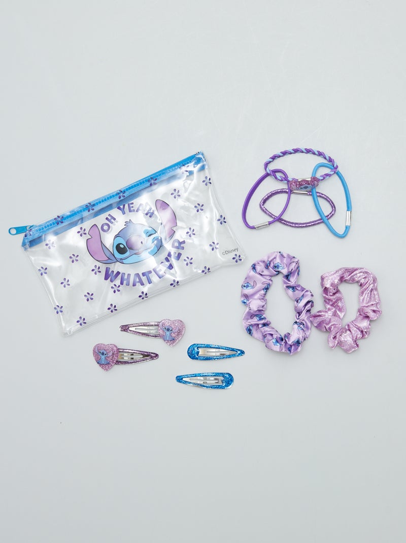 Conjunto para o cabelo 4 ganchos + 6 elásticos 'Stitch' ROSA - Kiabi