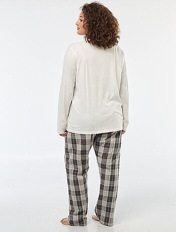 Conjunto pijama 2 peças t-shirt + calças aos quadrados - 2 peças
