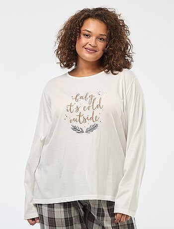 Conjunto pijama 2 peças t-shirt + calças aos quadrados - 2 peças