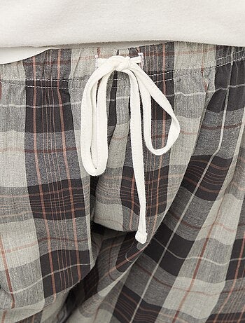 Conjunto pijama 2 peças t-shirt + calças aos quadrados - 2 peças