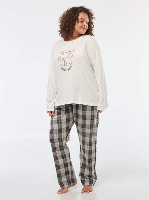 Conjunto pijama 2 peças t-shirt + calças aos quadrados - 2 peças - Kiabi
