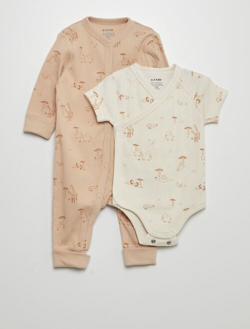 Conjunto pijama + babygro evolutivo estampado - Kiabi