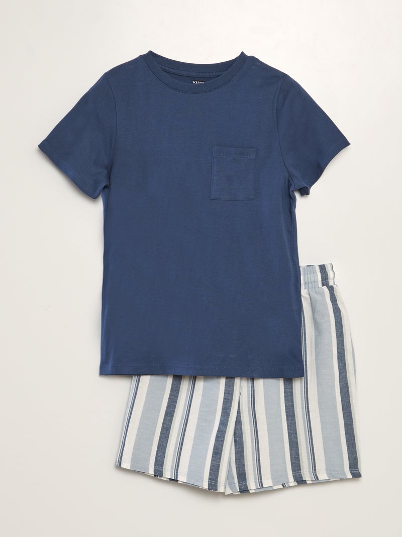 Conjunto pijama-calção + t-shirt - 2 peças AZUL - Kiabi