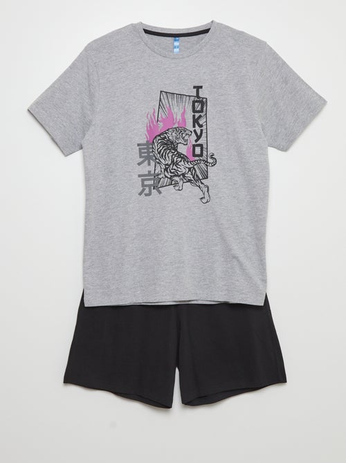 Conjunto pijama-calção + t-shirt - 2 unidades - Kiabi