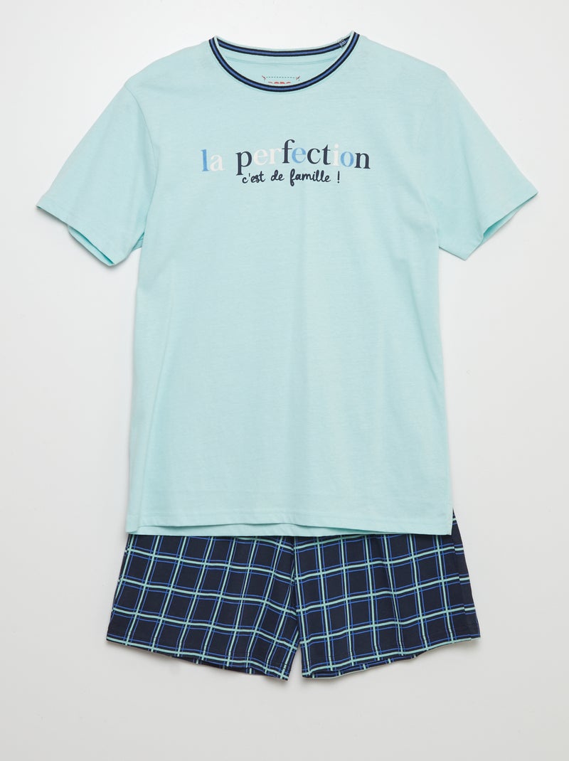 Conjunto pijama calções + t-shirt - 2 unidades AZUL - Kiabi