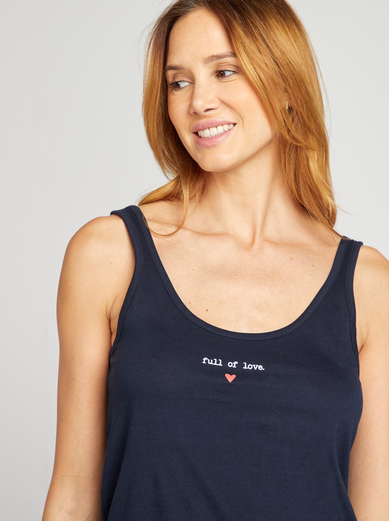 Conjunto pijama calções + top de alças estampado - 2 peças AZUL - Kiabi