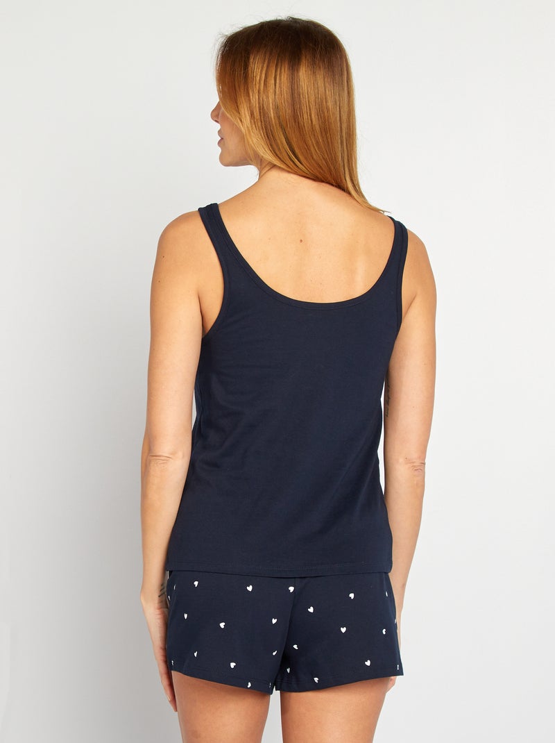 Conjunto pijama calções + top de alças estampado - 2 peças AZUL - Kiabi