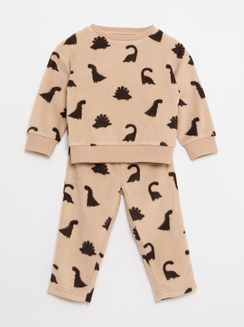 Conjunto pijama camisa + calças de polar - Kiabi
