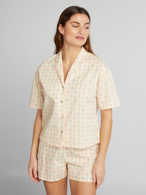 Conjunto pijama camisa + calções - Kiabi