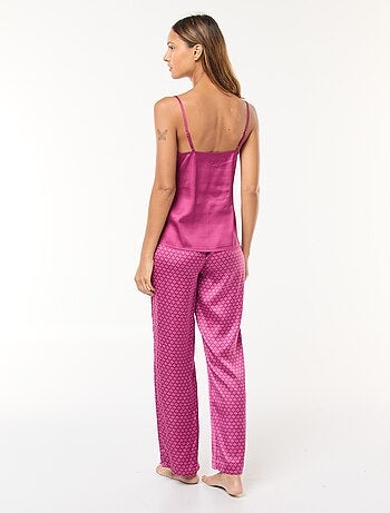 Conjunto pijama camisola + calças acetinadas - 2 peças