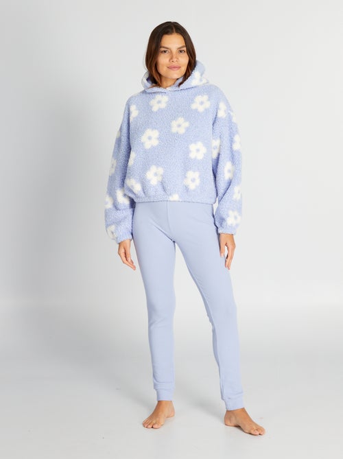 Conjunto pijama camisola com capuz + calças - 2 peças - Kiabi