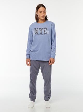 Conjunto pijama comprido calças + t-shirt - 2 peças