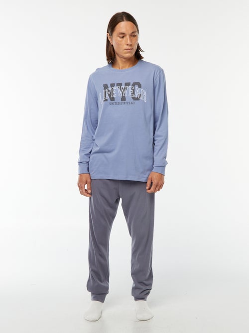 Conjunto pijama comprido calças + t-shirt - 2 peças - Kiabi