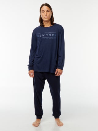 Conjunto pijama comprido calças + t-shirt - 2 peças