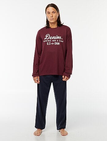 Conjunto pijama comprido calças + t-shirt - 2 peças